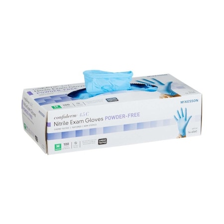 Mckesson Confiderm 4.5C, Disposable Gloves, Nitrile, Powder-Free, M, 1000 PK, Blue 14-656C